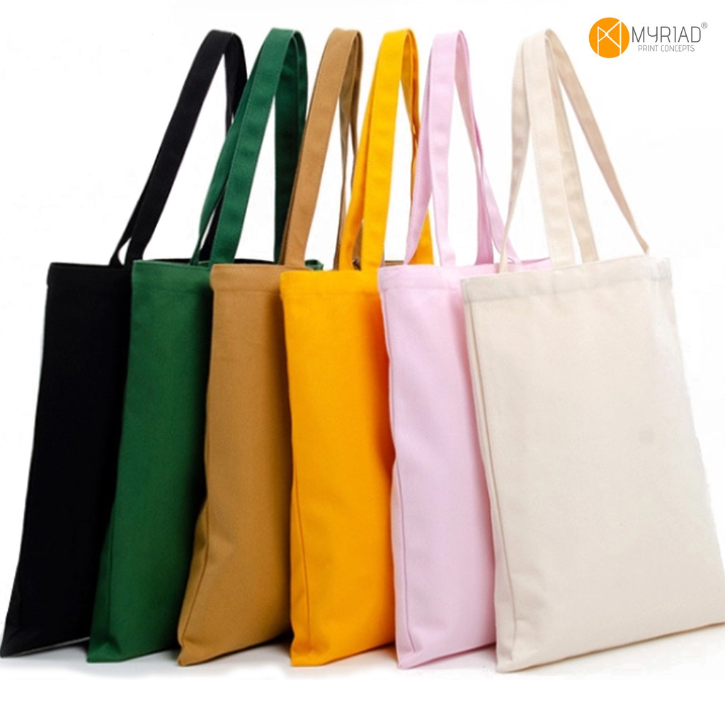 MYRIAD Quality Woven Fabric Plain 15x13 Tote Bags (12 COLOR OPTIONS