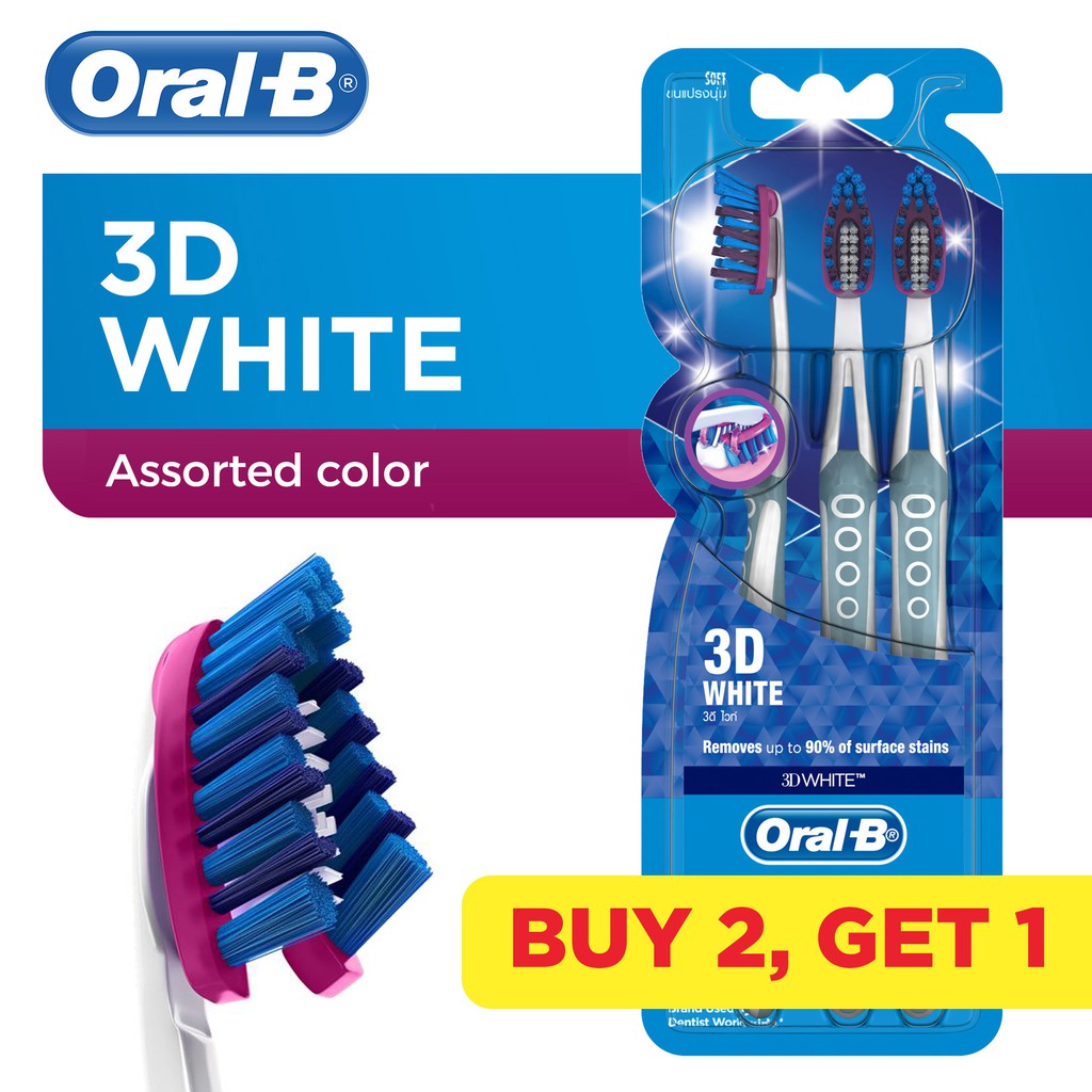 Oral-B Soft 3D White Whitening Manual Toothbrush 3s | Shopee Philippines