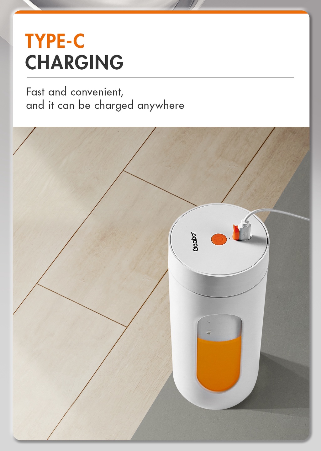 Gaabor Portable Juicer Cordless Juice Cup 300ml Rechargeable Juicer