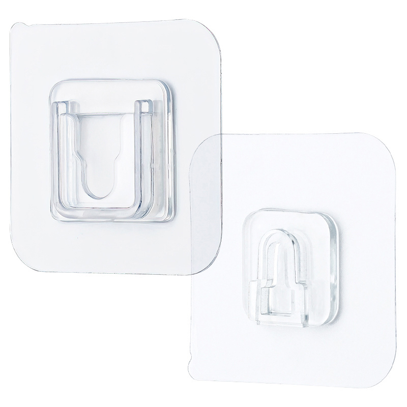 1Pair Double-sided Self-adhesive Wall Hooks/Waterproof Oilproof Seamless Hanging Bathroom Storage Hook/Reusable Mount Kitchen Rack Hanger Stick Paster