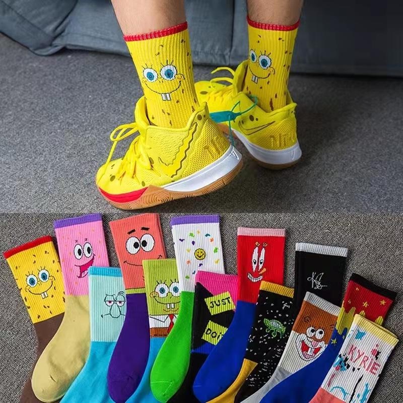 Mid Cut Spongebob Men Basketball Ankle Socks Warmup for Ankle Joint