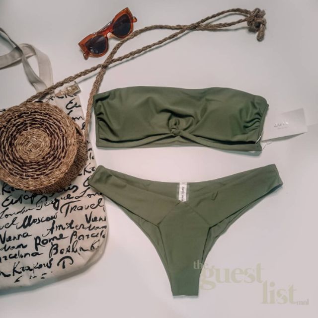 olive green bandeau bikini