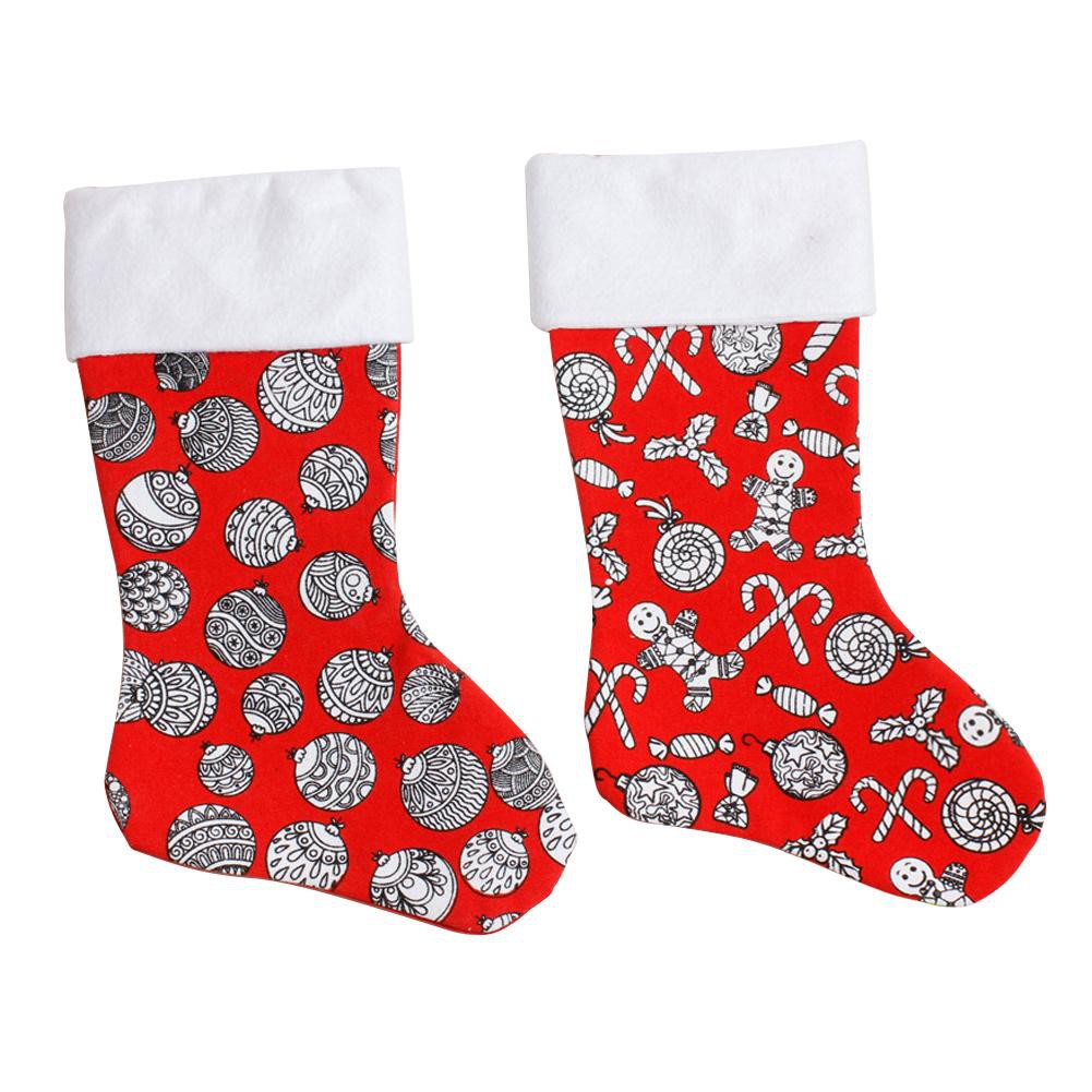 Christmas Stocking White Fluffy Plush Socks Candy Gift Bag Xmas Tree Decor L/&6