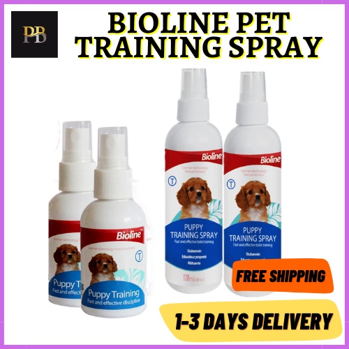 50ml and 120ml Bioline Dog Training Spray Pet Potty Aid Training Liquid Puppy Trainer #1