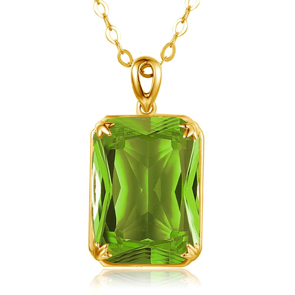 Szjinao Brand 18K Gold Peridot Necklace Pendant Natural Emerald 