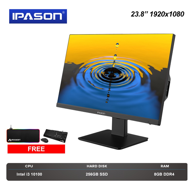 IPASON P23 Allinone PC i3 10100 8G DDR4 RAM 256G SSD Office Desktop