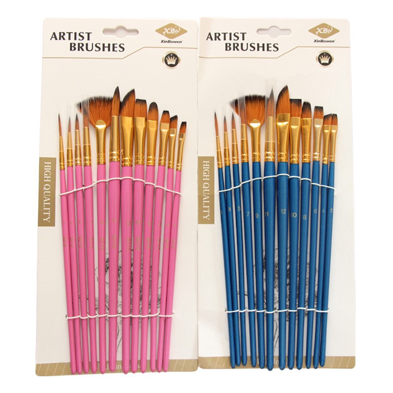 12Pcs/Set Different Size Artist Nylon Hair Paint Brush Acrylic Oil