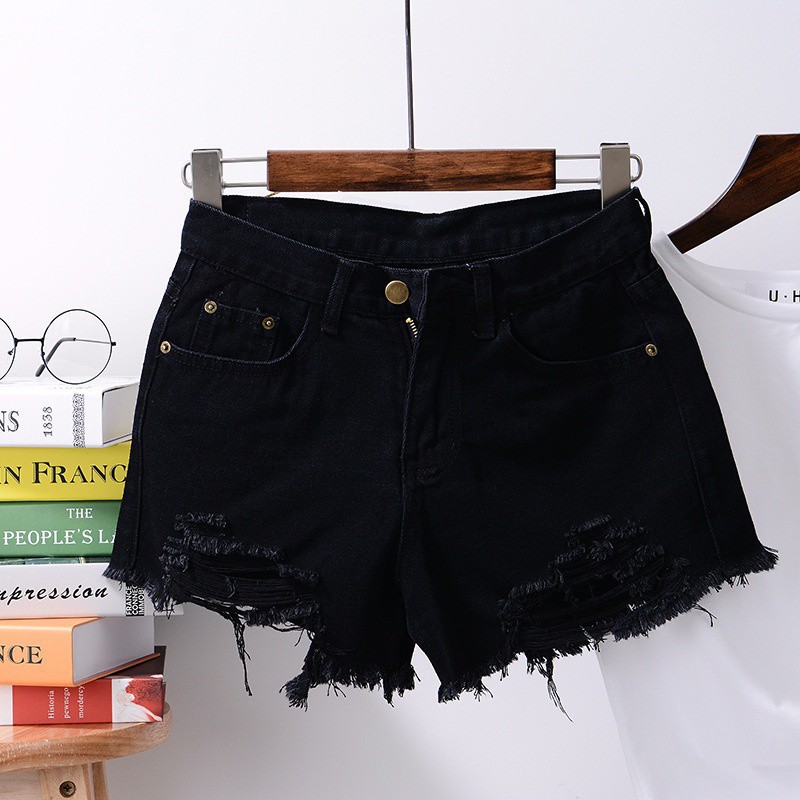 black denim hot pants shorts