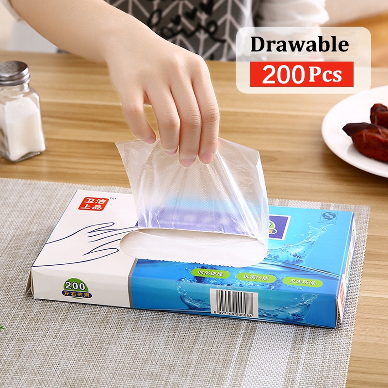 Boxed Drawable Clear Plastic Food Prep Gloves / 100 Pcs 200Pcs Box ...