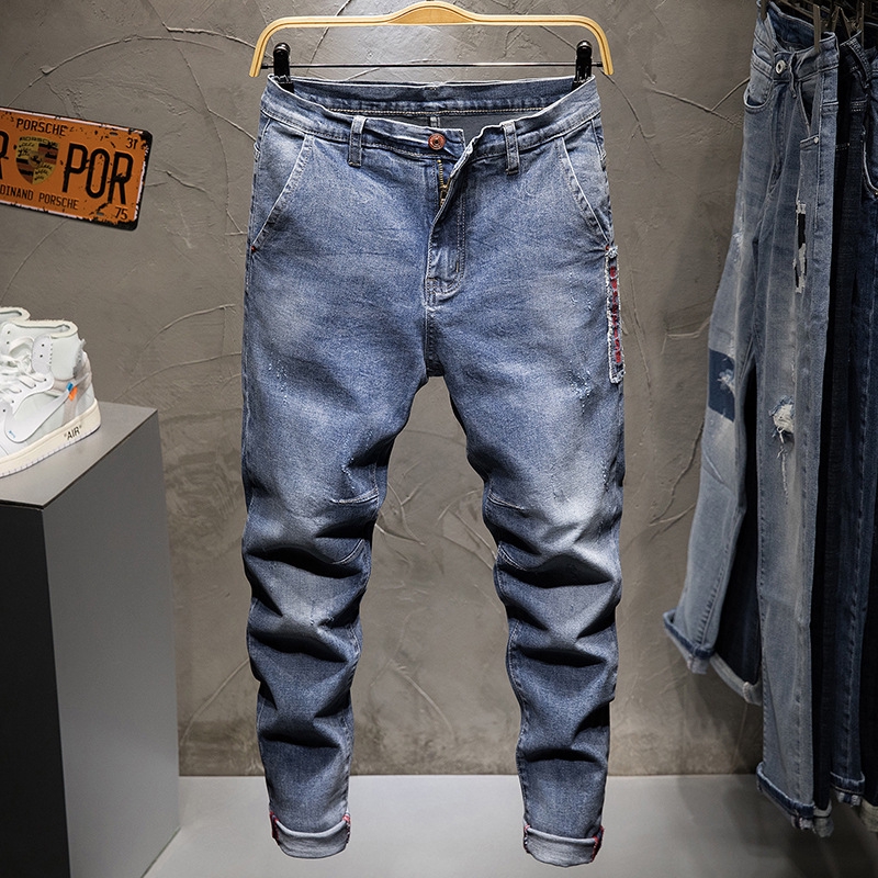 stretch denim trousers
