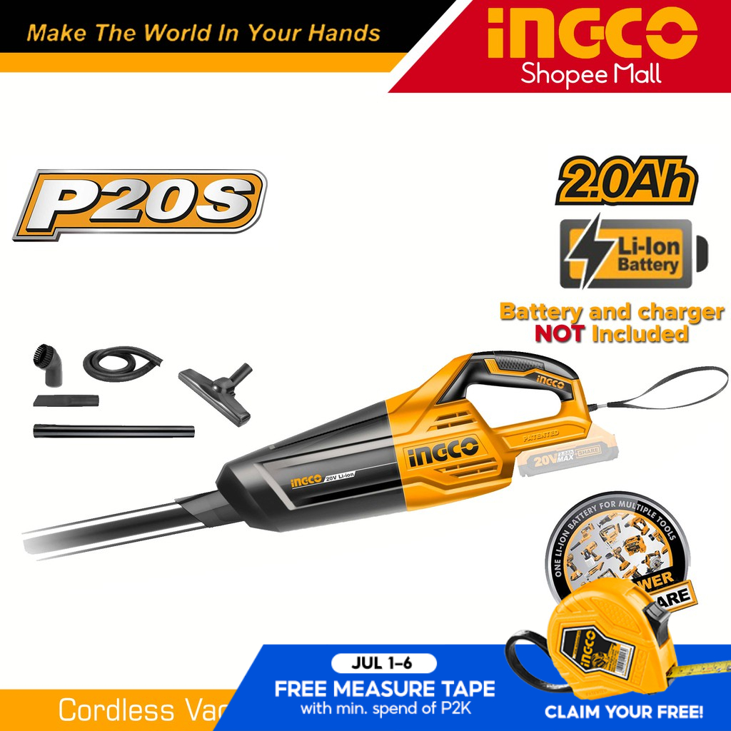 Ingco CVLI2001 20V LithiumIon Cordless Handheld Vacuum Cleaner P20S