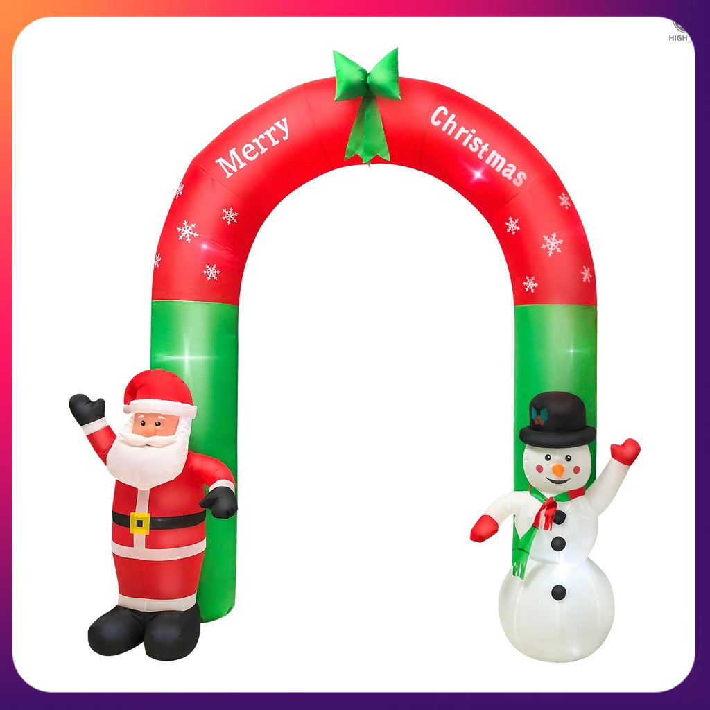 Flp 8ft Christmas Inflatable Santa Claus And Snowman Arch Yard 