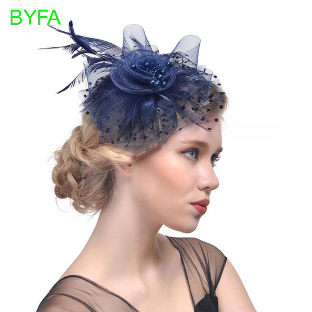 Fancy Dress Feather Corsage Flower Hair Clips Bridal Headdress