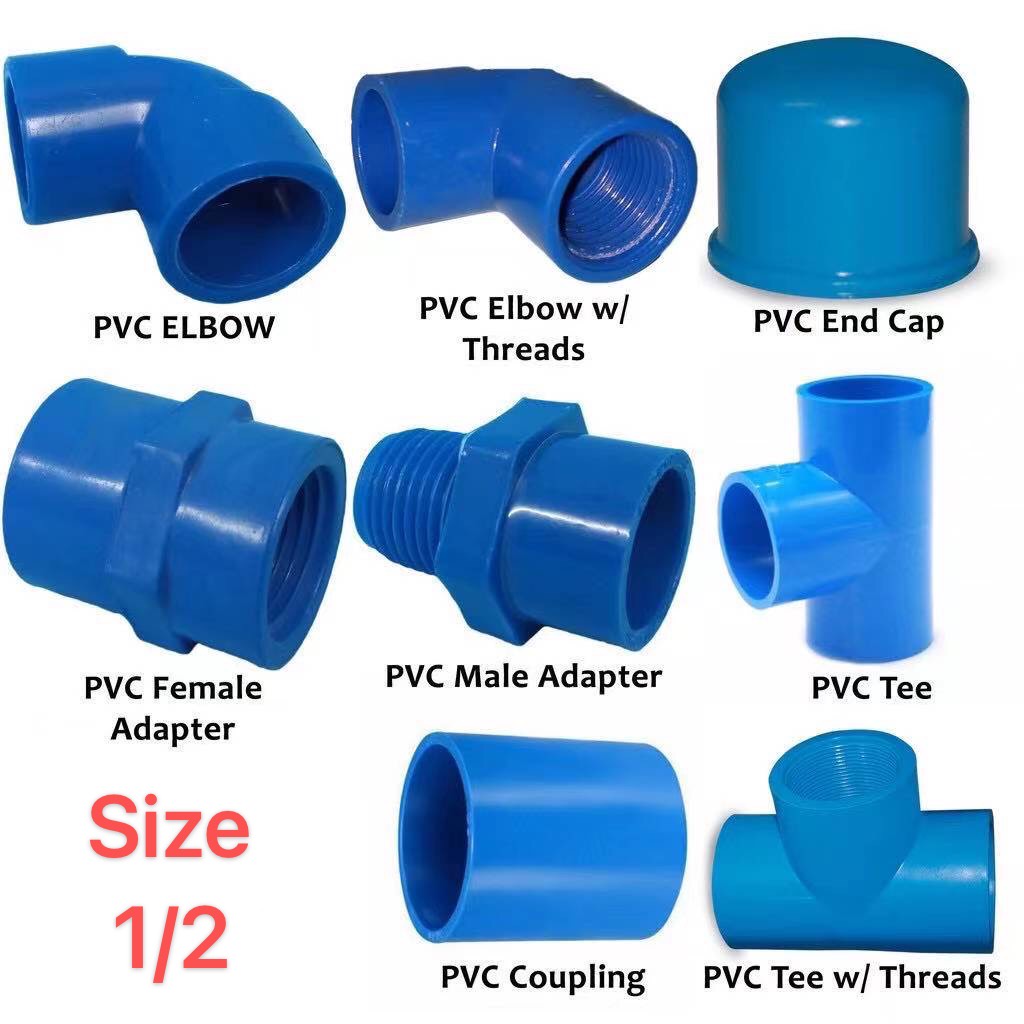 PVC BLUE FITTINGS 1/2" Elbow,Tee,Adaptor,Coupling,End cup Shopee