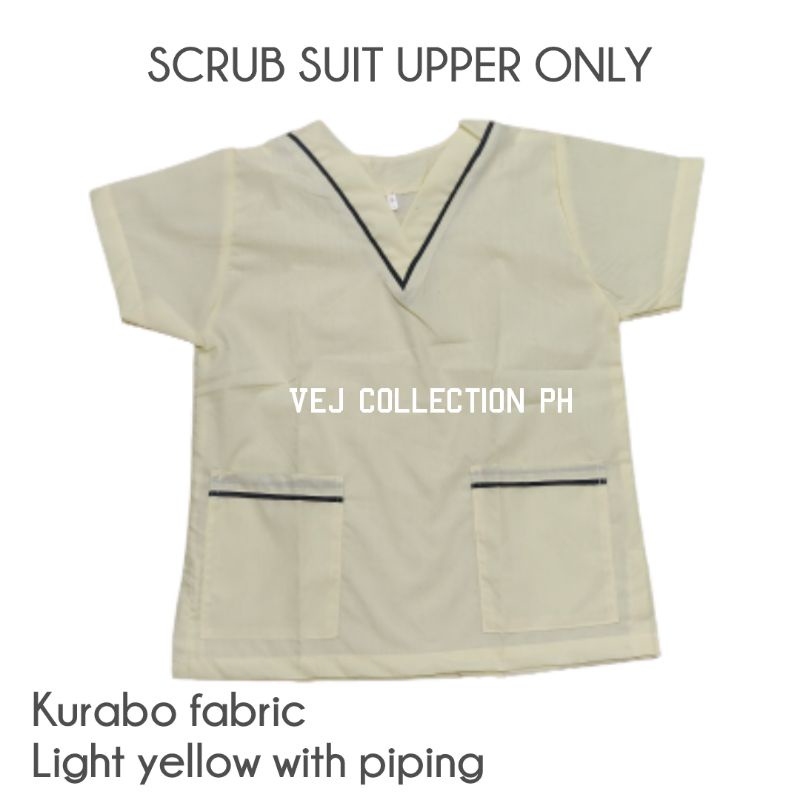 SCRUB SUIT UPPER LIGHT YELLOW WITH PIPING Shopee Philippines