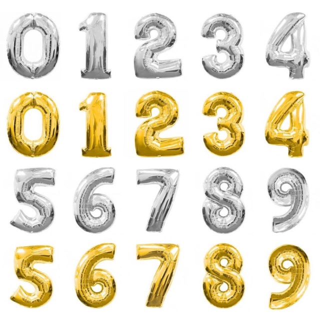 16 foil number balloons