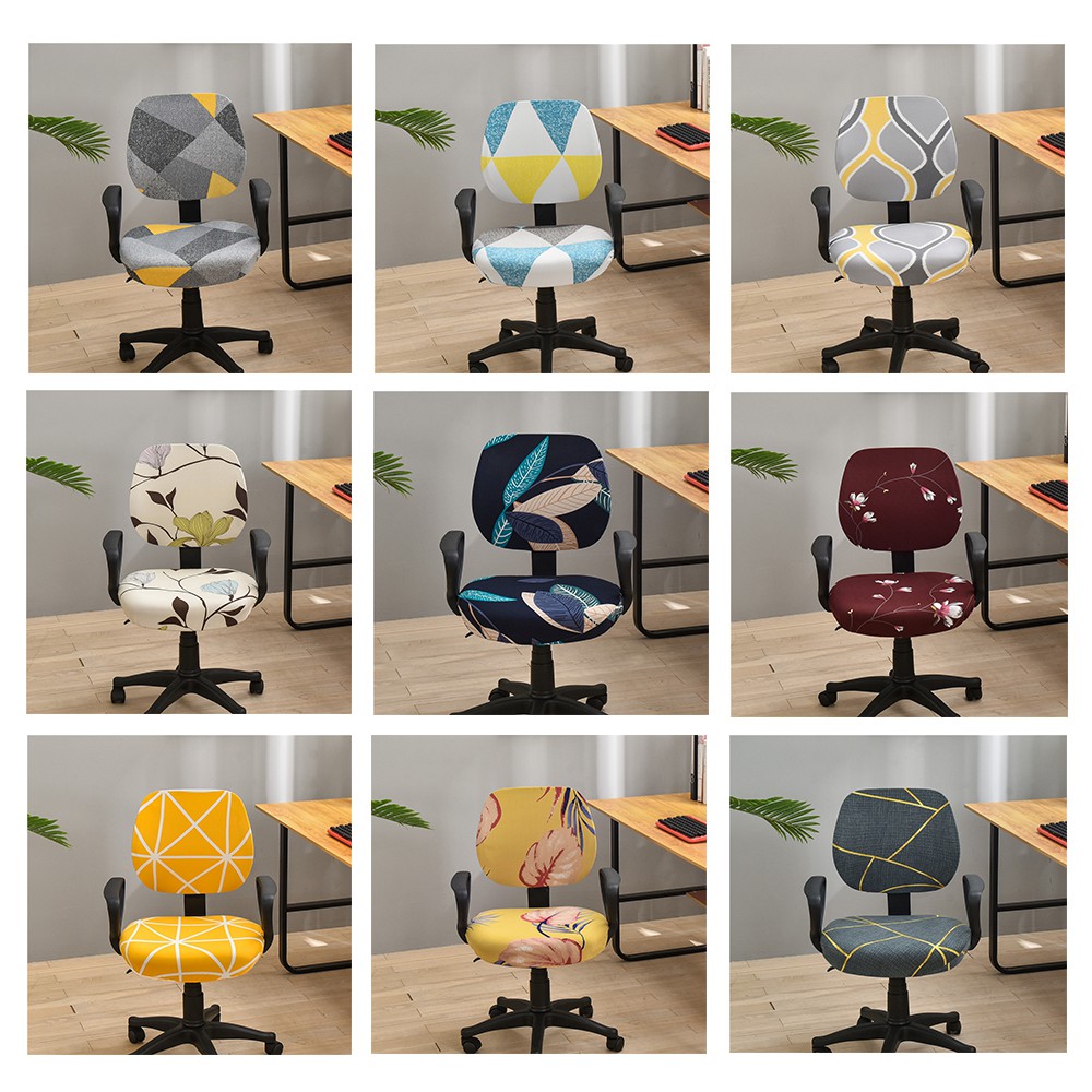 Printed Office Chair Covers Comfortable Computer Chair Cover Split