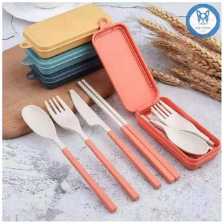 Km Spoon and Fork Cutlery Set Portable Wheat Straw Reusable Spoon and Fork Tableware SetCOD