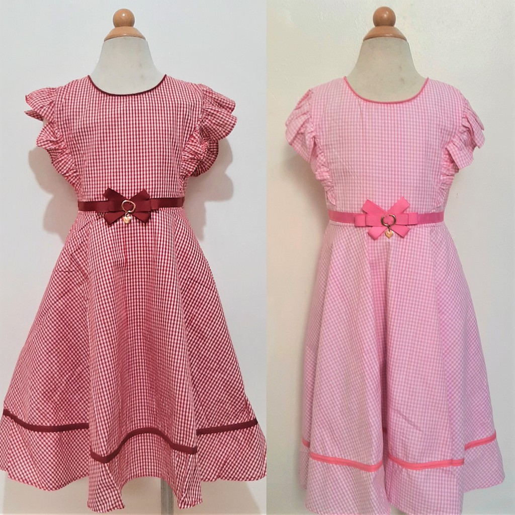 Pink or Red Gingham Checkered Dress for 