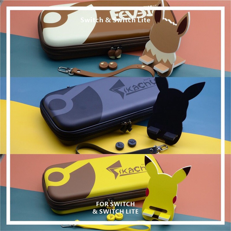 Nintendo Switch Pokemon Let S Go Pikachu And Eevee Storage Case Swich Lite Console Portable Case For Nintend Switch Lite Accessories Storage Bag Protective Shell Cover Case For Nintendo Switch Lite Mini Sixteen Games Tempered