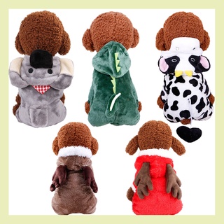 New Pet Clothing Coral Velvet Dog Clothing Cartoon Elk Cow Print Autumn and Winter