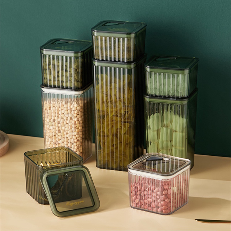 Transparent Food Container Kitchen Storage Box Cereals Jar Hermetic