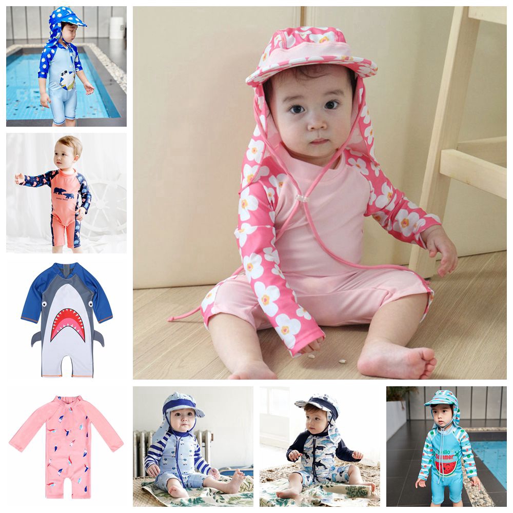 baby swimsuit and cap