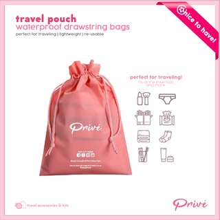 PRIVE Drawstring Bag Travel Pouch Drawstring Pouch Waterproof Pouch Travel Essential Re-usable Bag