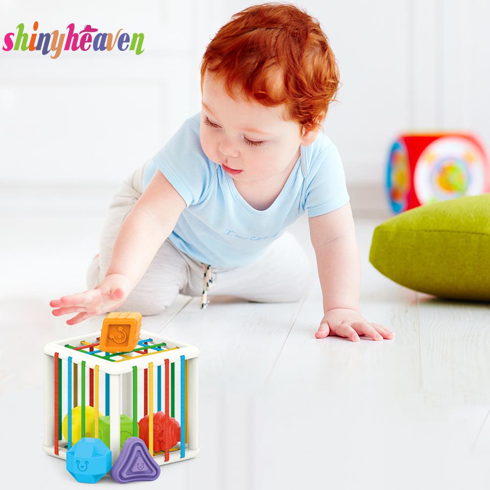 SH* Baby Blocks Shape Sorter Toy Color Recognition Shape with Colorful