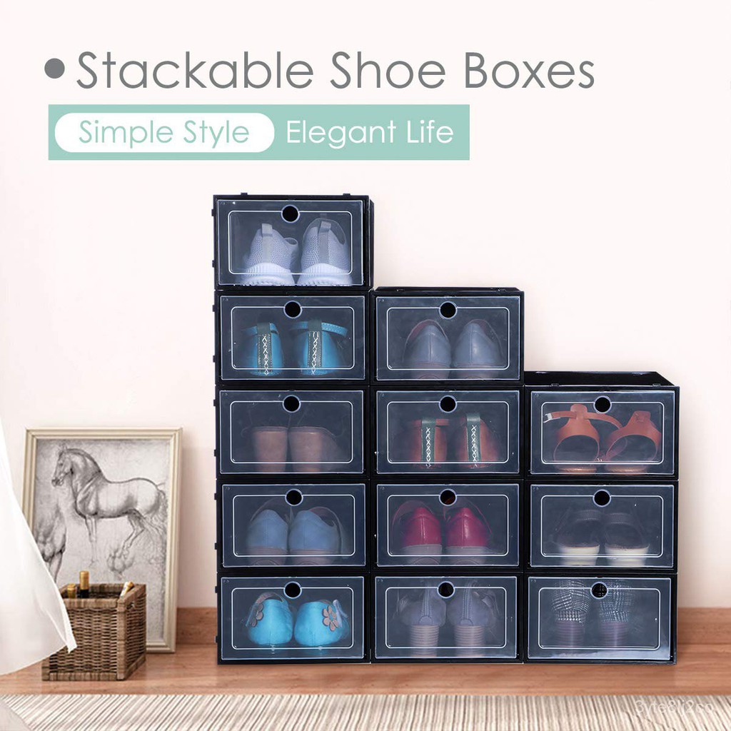 12Pcs Large Flipopen Storage Box Foldable Stackable AJ Shoebox New