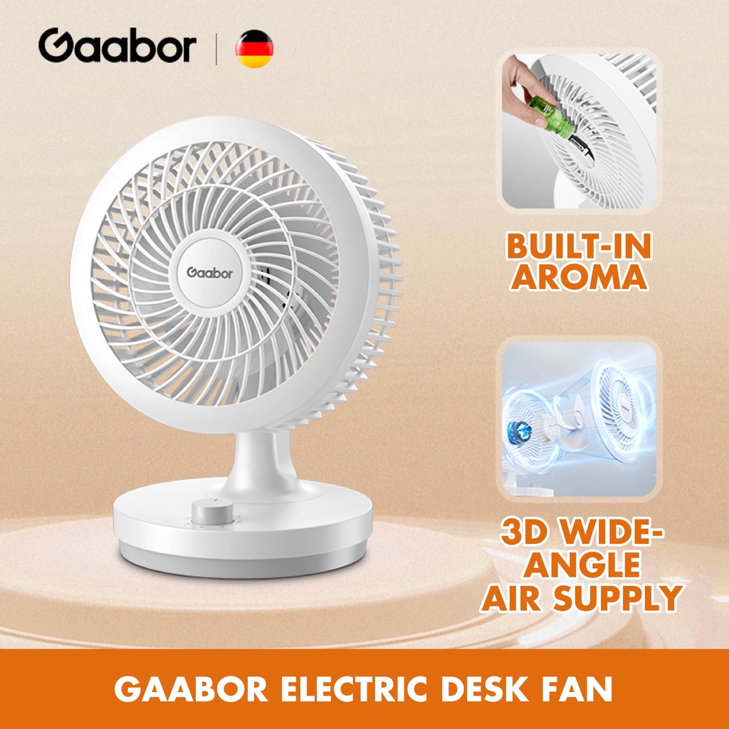 Gaabor Compact Electric Desk Fan Low Noise 3D Swing | Shopee Philippines