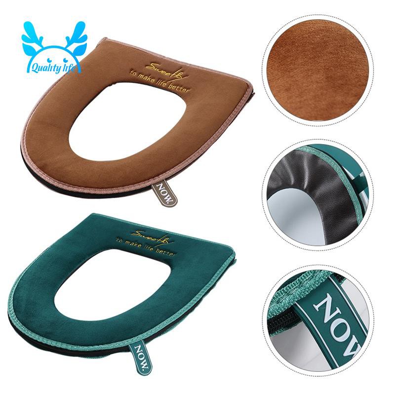 2Pcs Toilet Seat Covers Warm Washable Winter Soft Comfortable Flannel Toilet Seat Pads for Home Bathroom