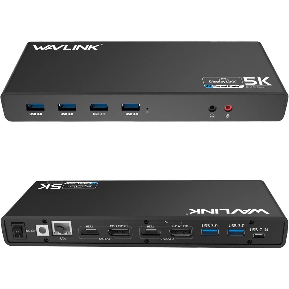 WAVLINK USB 3.0 / USB C Ultra 5K Universal Docking Station Supports