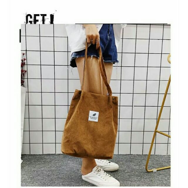 korean corduroy tote bag