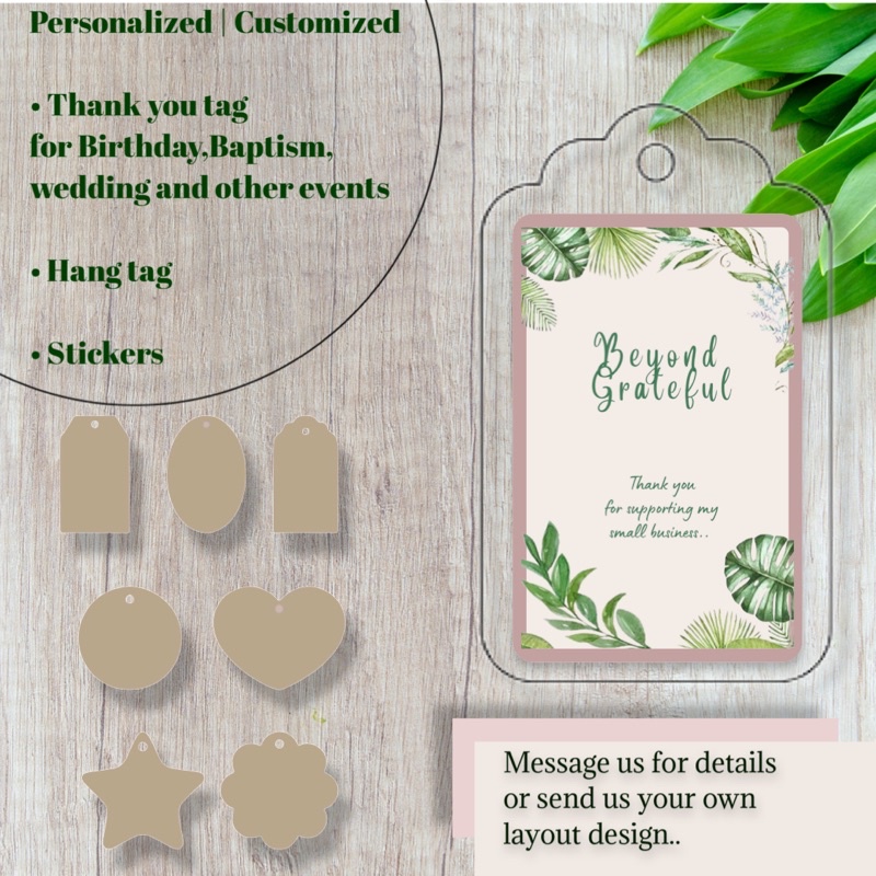 50 pcs Personalized Customized Hang tag Thank you tag souvenier