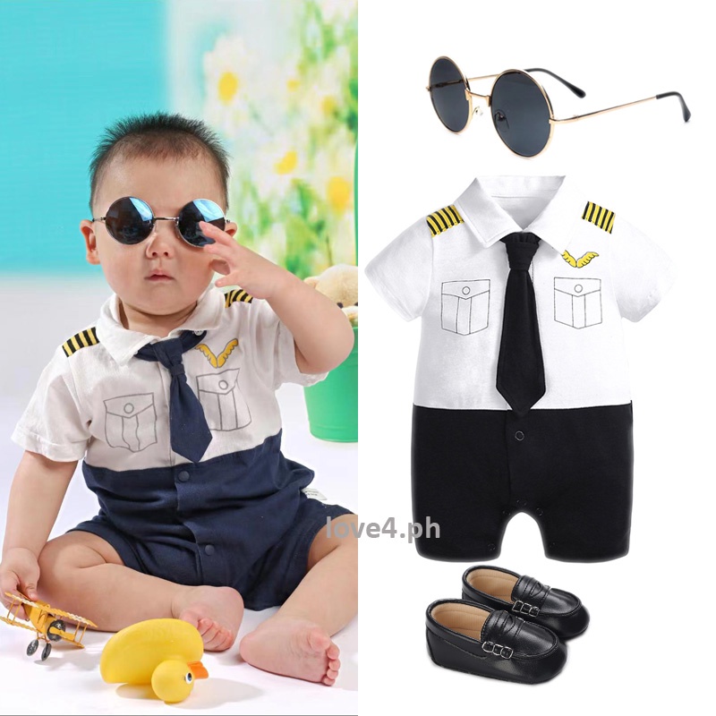 Newborn Baby Boy Clothes Pilot Costume Birthday Boss Baby Terno