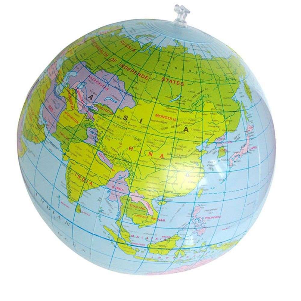 Inflatable Blow Up World Globe 16" Earth Atlas Ball Map Geography Toy TSECXIUS 