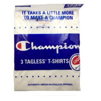 Champion Tagless Shirts Round/Vneck White 3 pcs