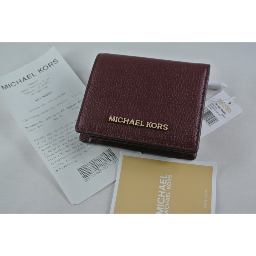 SALE!!! Michael Kors Jet Set Travel Medium Carryall Card Case/Wallet -  Merlot | Shopee Philippines