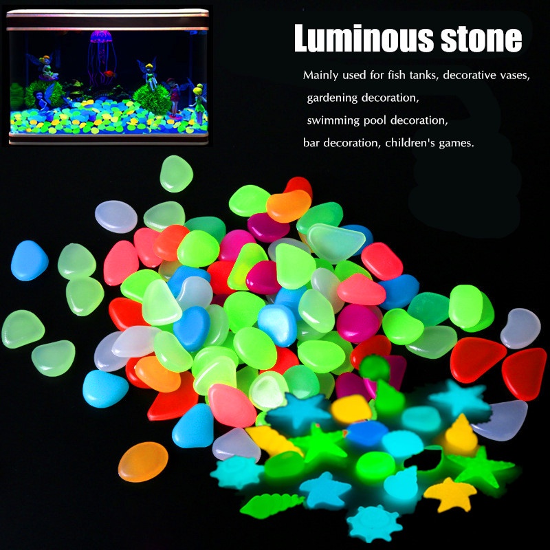 10PCS Fish Glow in The Dark Stone Luminous Rock For Fish Tank Aquarium ...