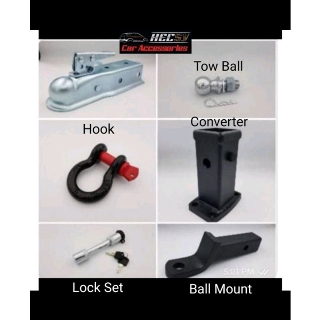 Tow Hitch Bar Converter / Adaptor Ball Mount Lock Set Hook Accessories
