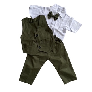 HIJAU Boys Suits army 1 2 3 4 5 6 7 8 9 Years Month vest tuxedo formal army green green Baby Clothes Kids Clothes Cute party party #4