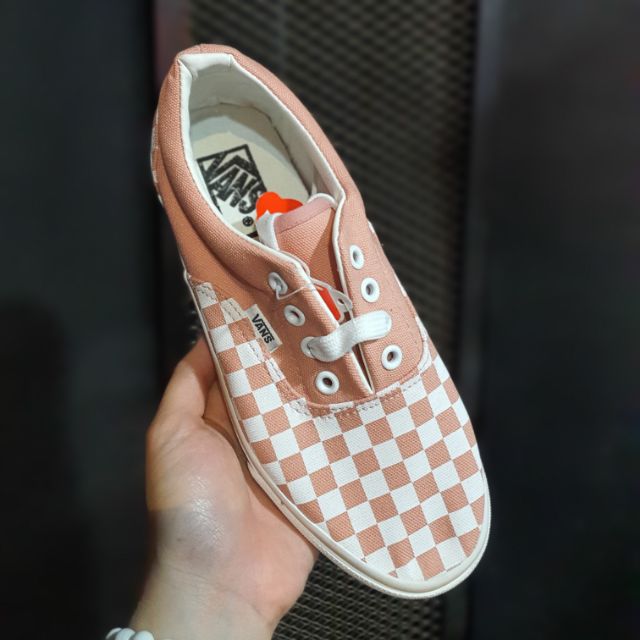 checkered pink and white vans