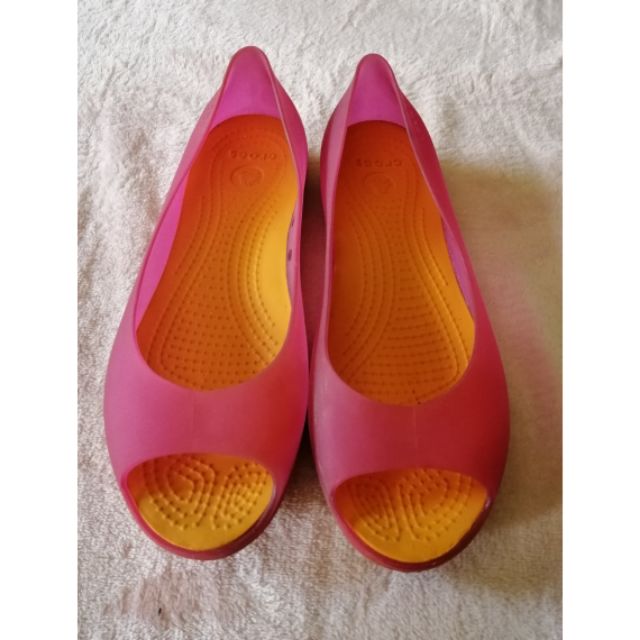 orange peep toe heels