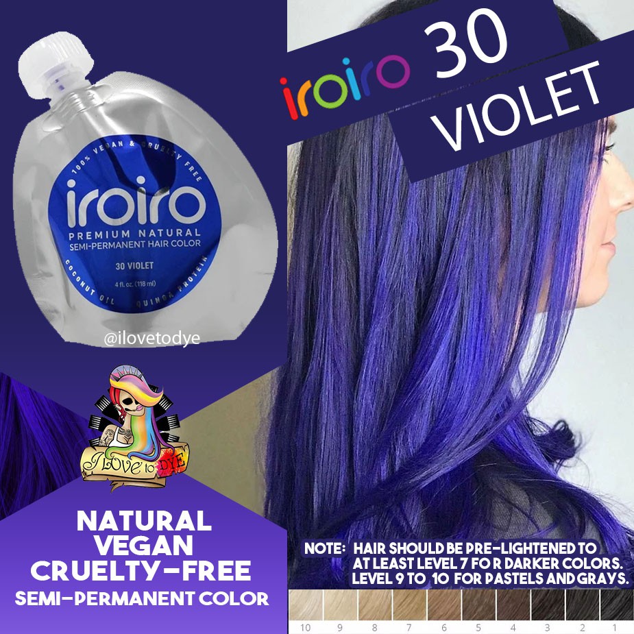 Iroiro 30 Violet Natural Vegan CrueltyFree SemiPermanent Hair Color