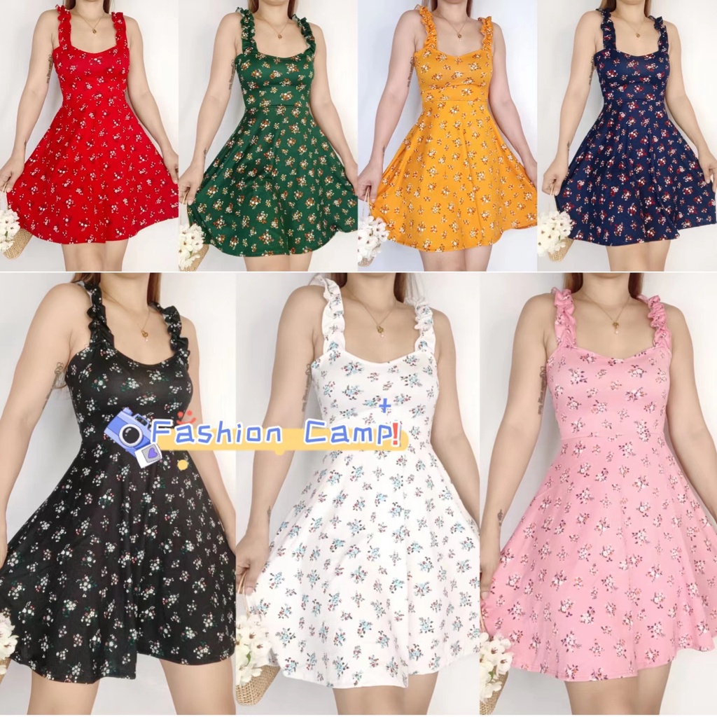 Ladies Trendy Dress Daily Outfit Summer Printed Korean Style Dresses Shopee Philippines