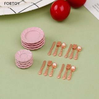 FOBTOY 1:12 Dollhouse Miniatures Tableware Knife Fork Spoon Plate Set Accessories Toys HOT
