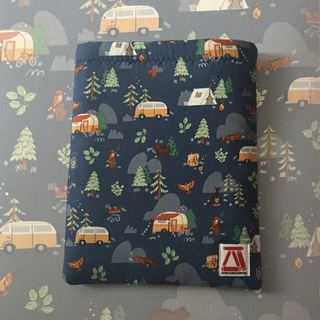 Dark Blue Camping Adventure Book Sleeve / ATBooksleeves (Cover for