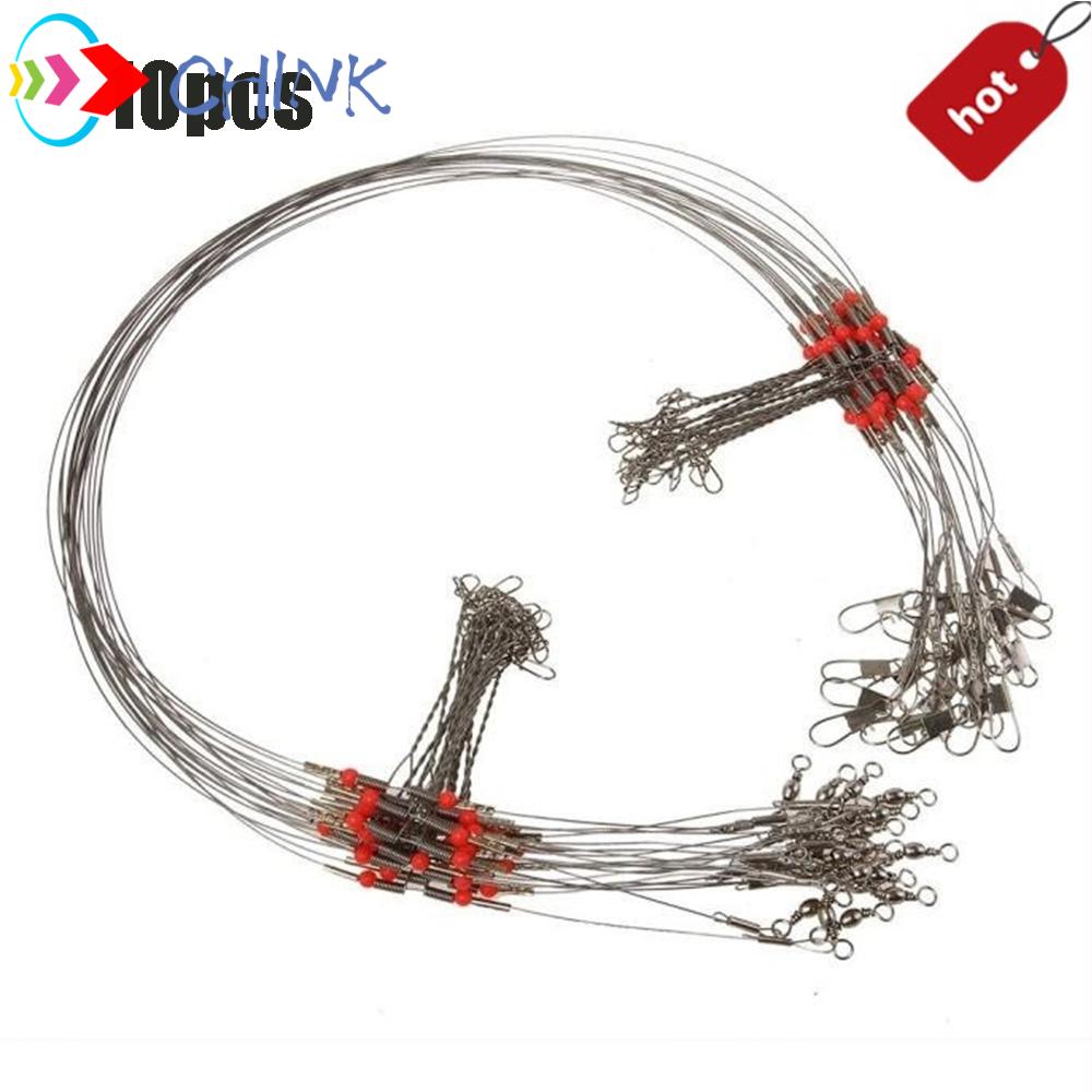 10 High Carbon Fishing Wire Line Rope Wire Safety Snaps Leader Trace With Snap..