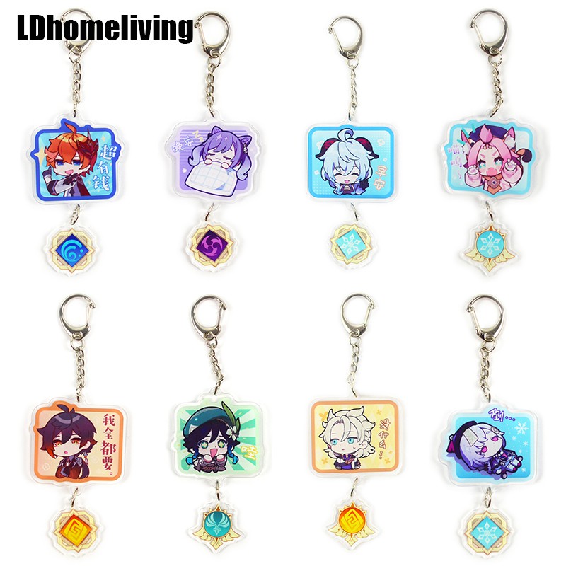 Genshin impact keychain Cute Emoticons Epoxy Genshin impact zhongli ...